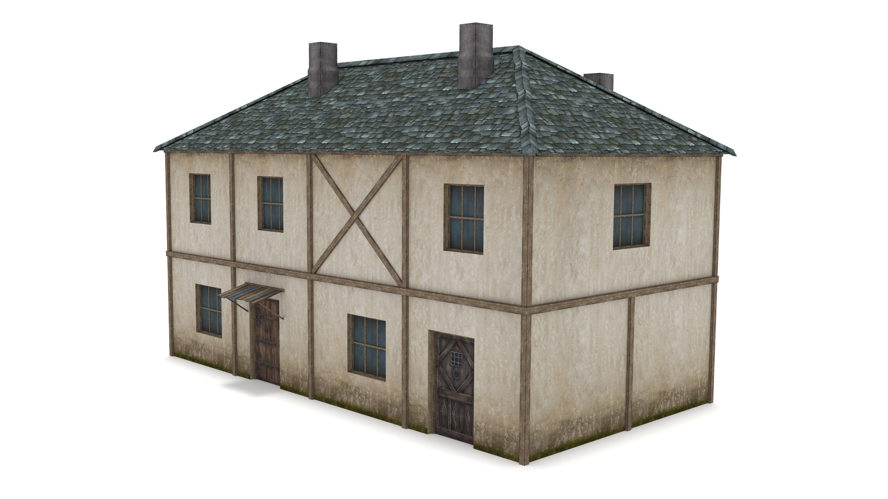 Medieval Townhouse  Low-poly 3D model_2