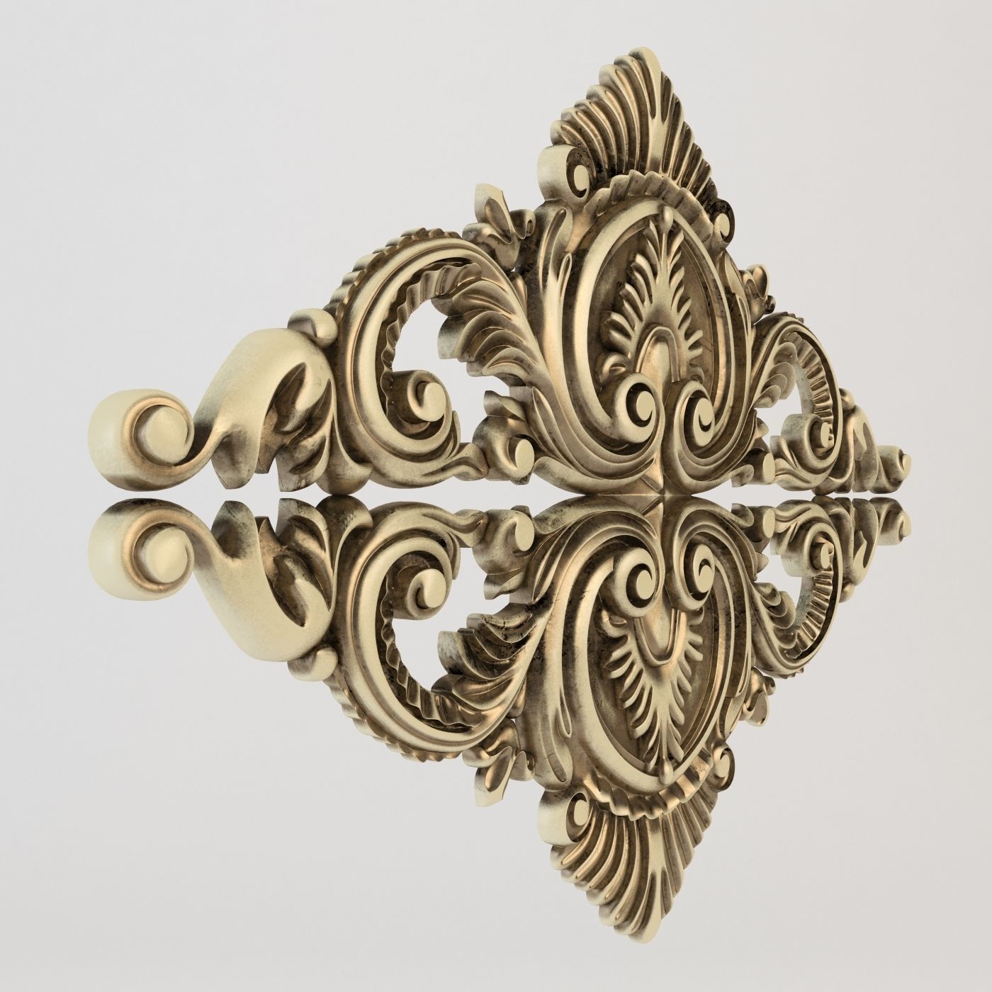 rosette gold ornate ornament 3D print model_3