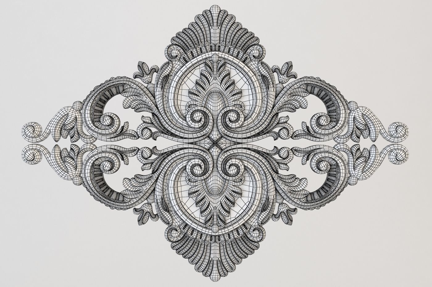 rosette gold ornate ornament 3D print model_1