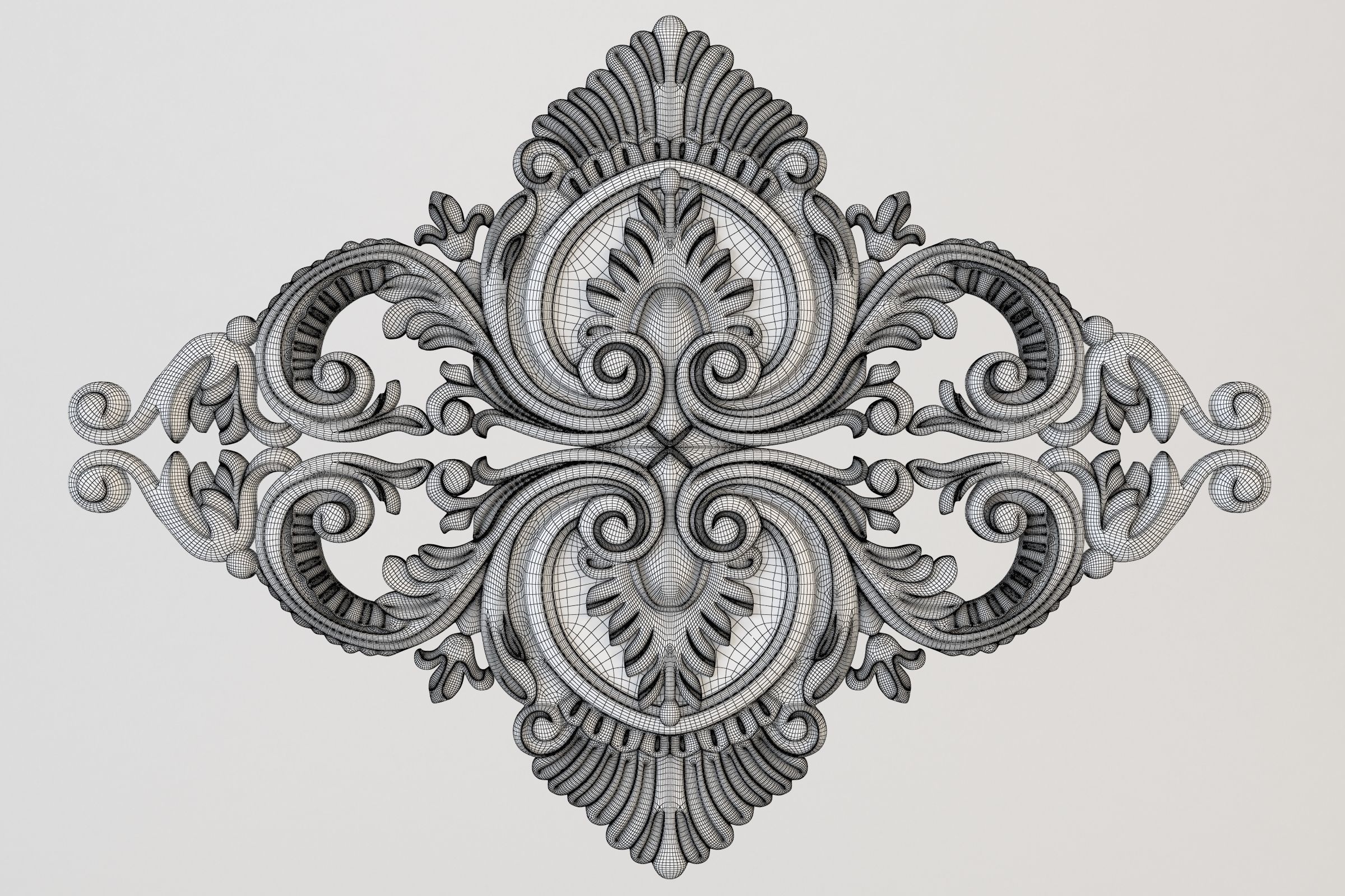 rosette gold ornate ornament 3D print model_5