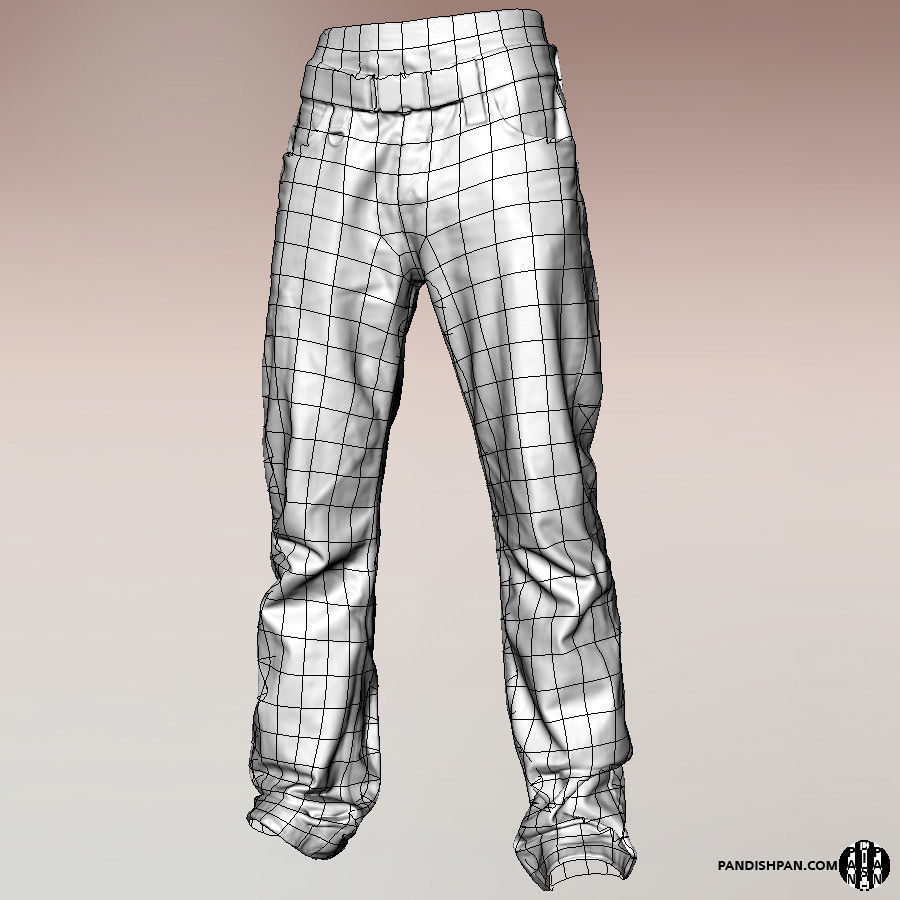 Male Pants Jeans Zbrush 3D Scanned Model   3D model_6