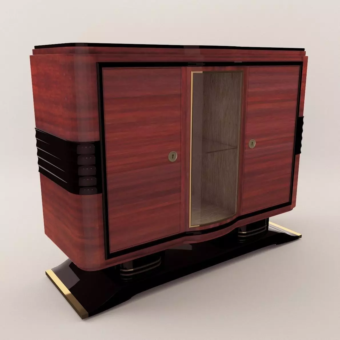 Sideboard with a bar - Art Deco 1920 3D model_0