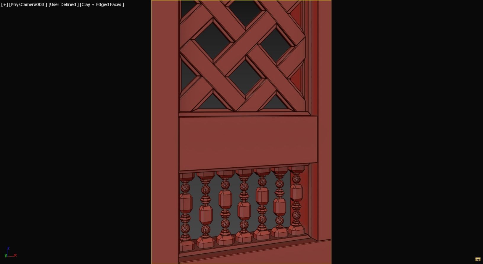 Mashrabiya 5 ornate wooden building with balcony 3D model_8