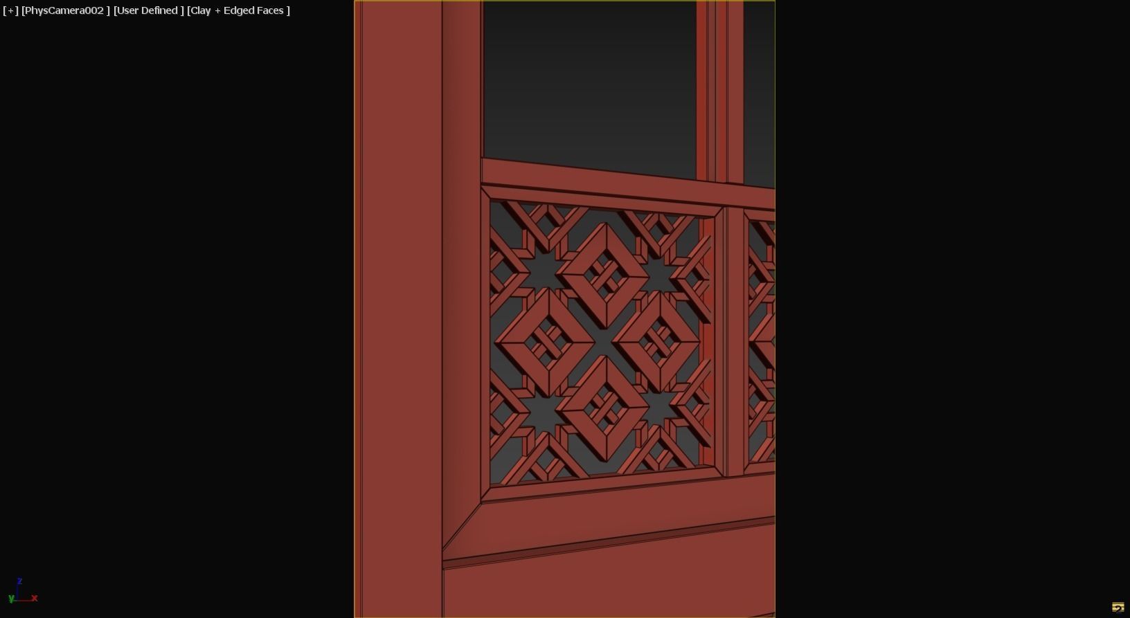Mashrabiya 5 ornate wooden building with balcony 3D model_4