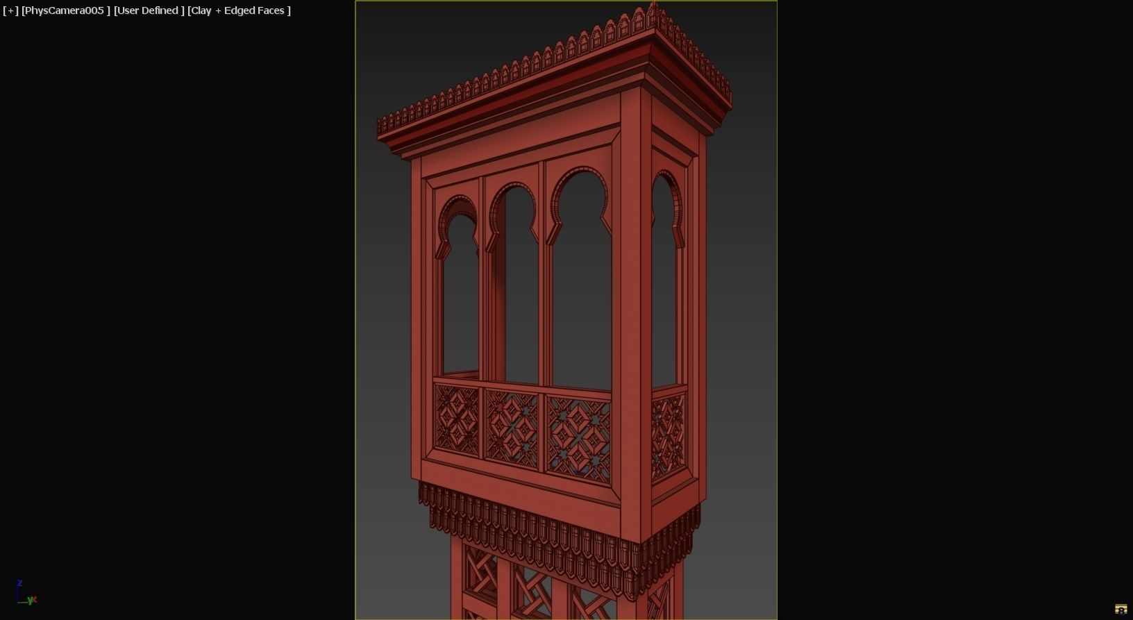 Mashrabiya 5 ornate wooden building with balcony 3D model_11