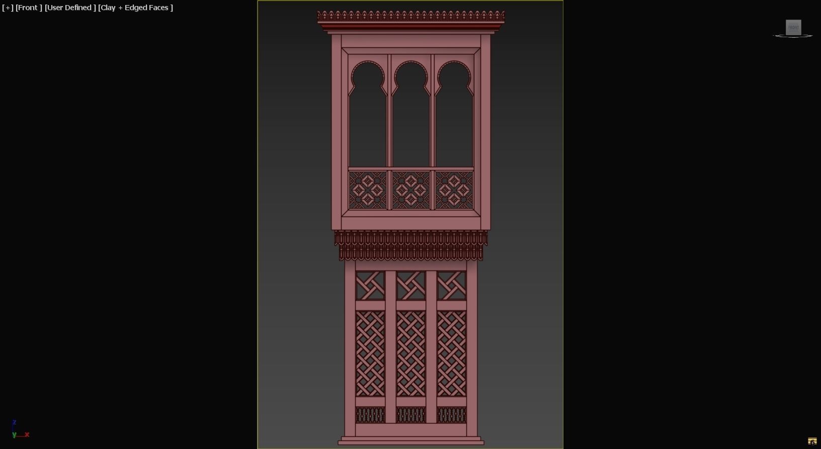 Mashrabiya 5 ornate wooden building with balcony 3D model_9