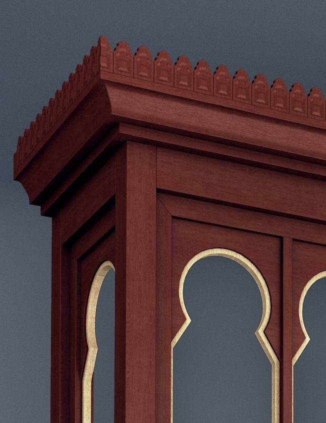 Mashrabiya 5 ornate wooden building with balcony 3D model_10