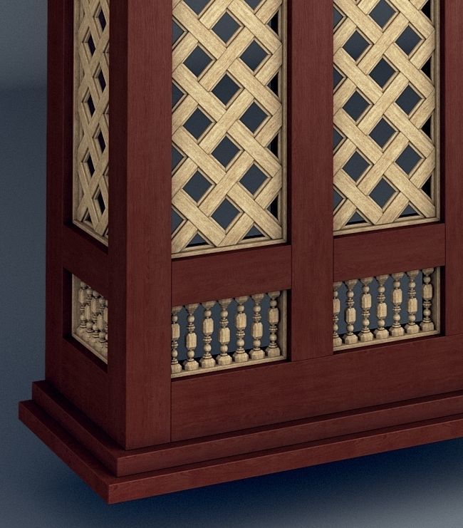 Mashrabiya 5 ornate wooden building with balcony 3D model_7