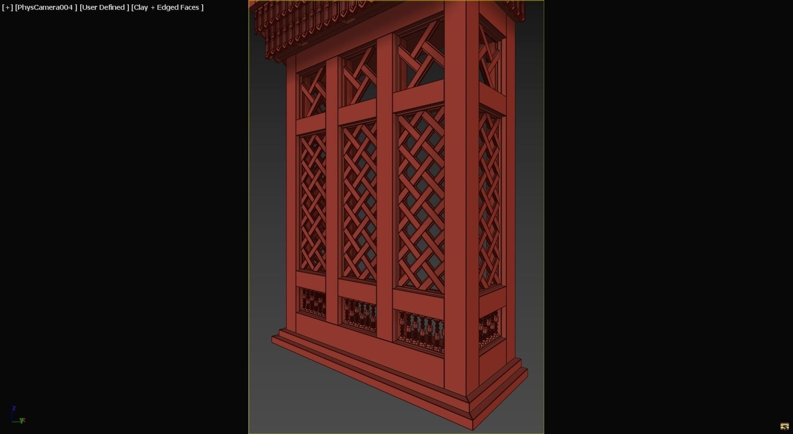 Mashrabiya 5 ornate wooden building with balcony 3D model_6