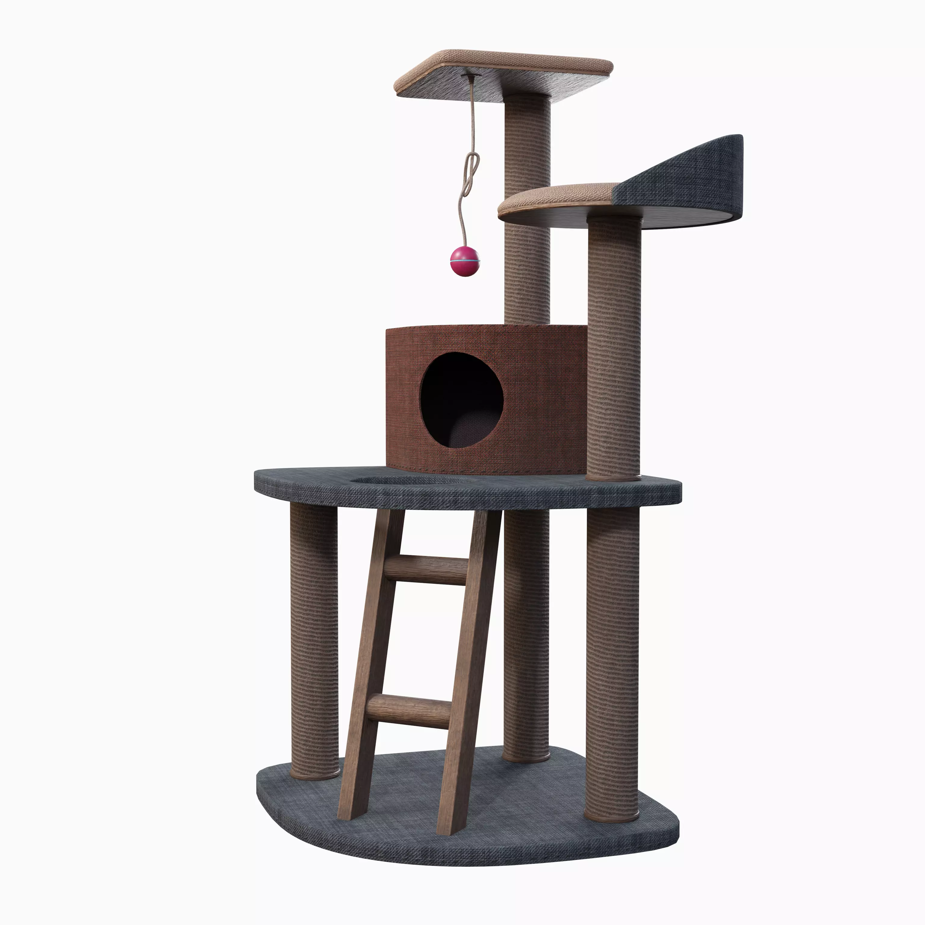 Cat tree house Low-poly 3D model