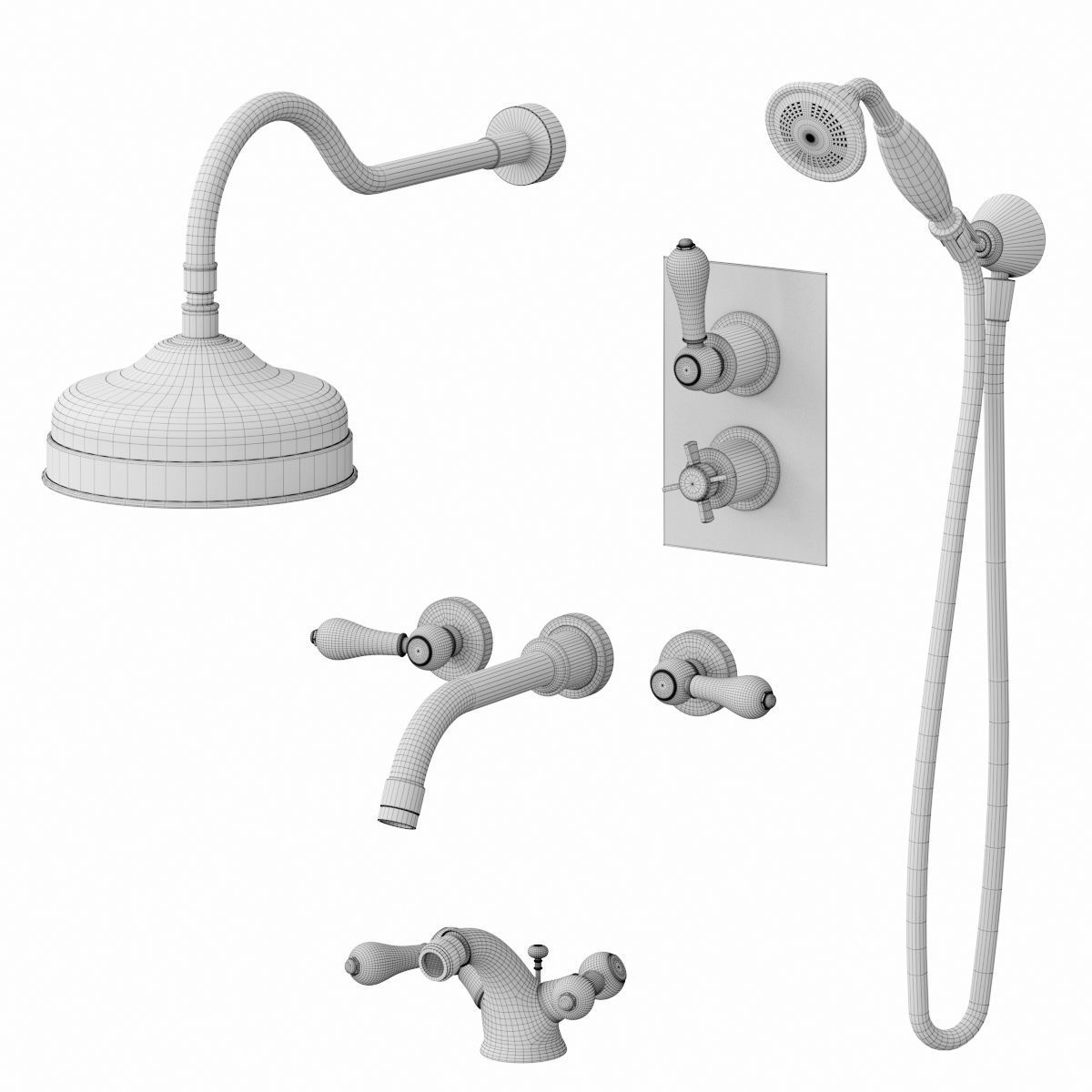 Bathroom Mixer and Taps set 3D model_6