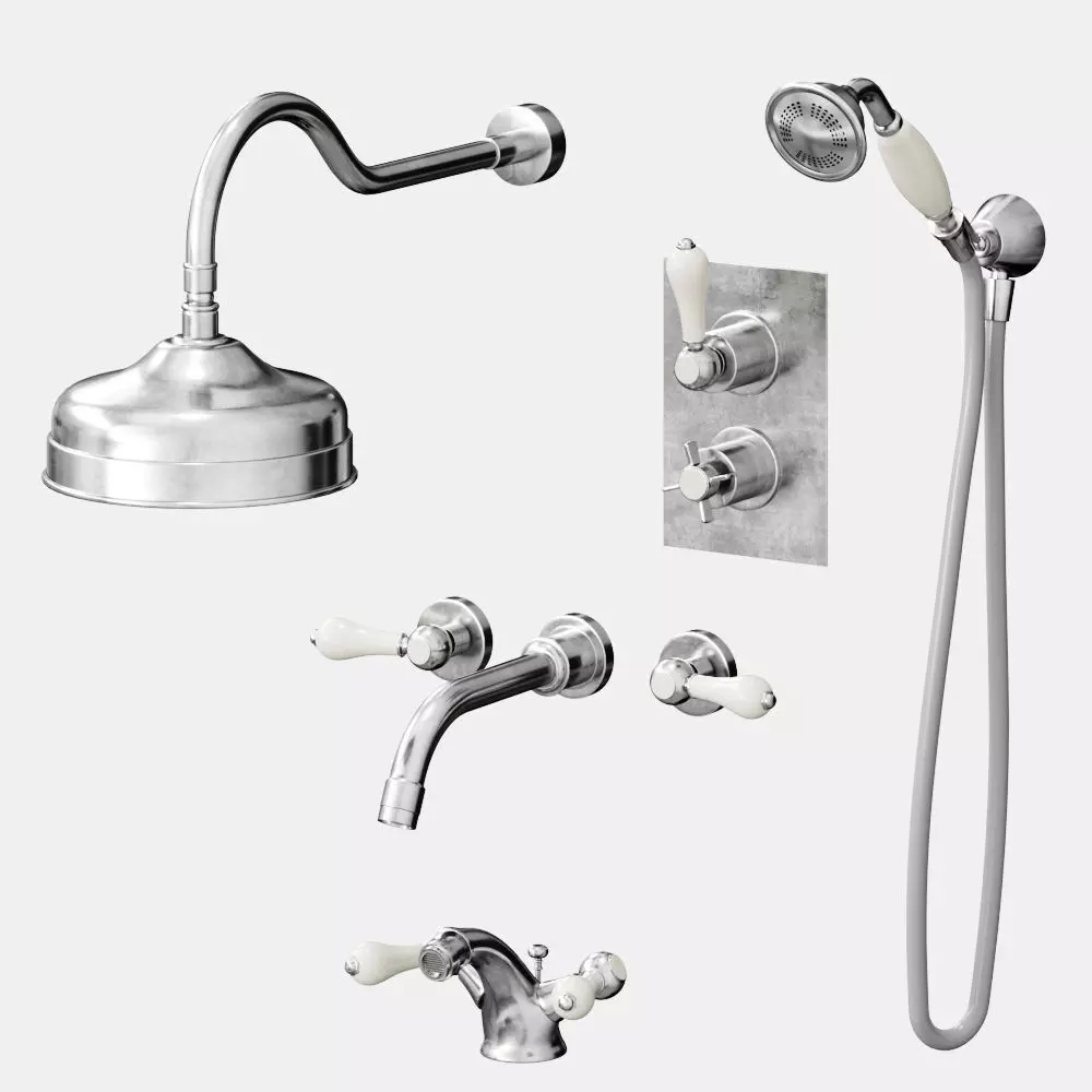 Bathroom Mixer and Taps set 3D model_0