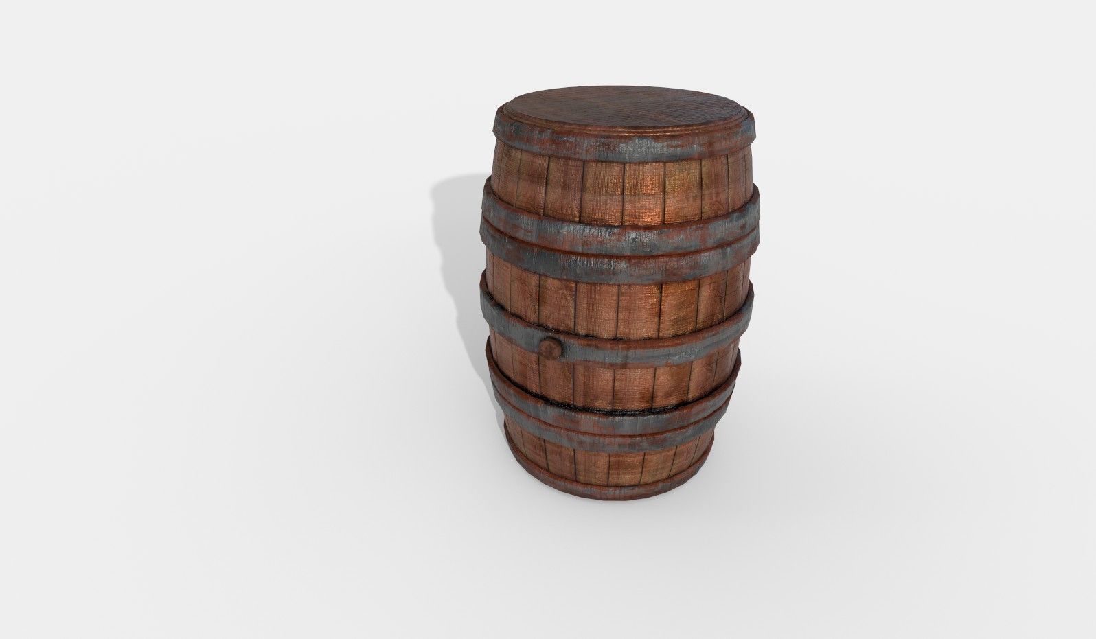 Worn Wooden Barrel 3D model_2