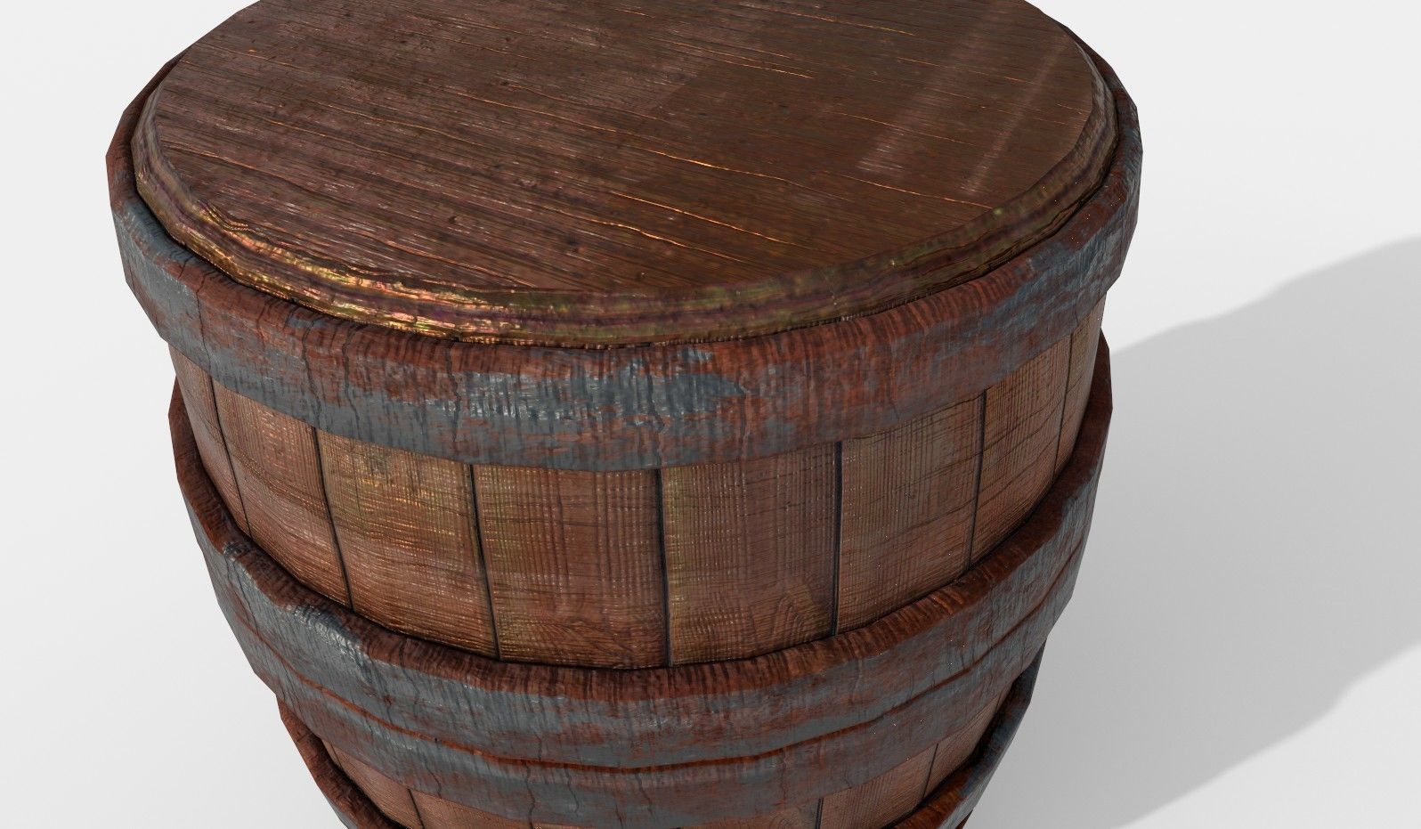 Worn Wooden Barrel 3D model_3