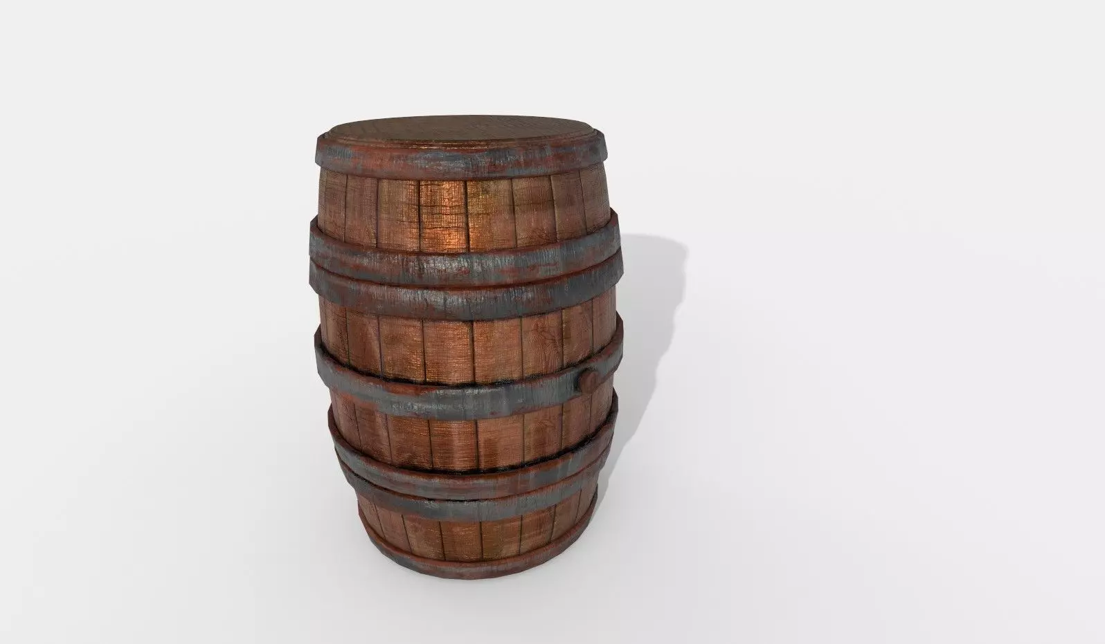 Worn Wooden Barrel 3D model_0
