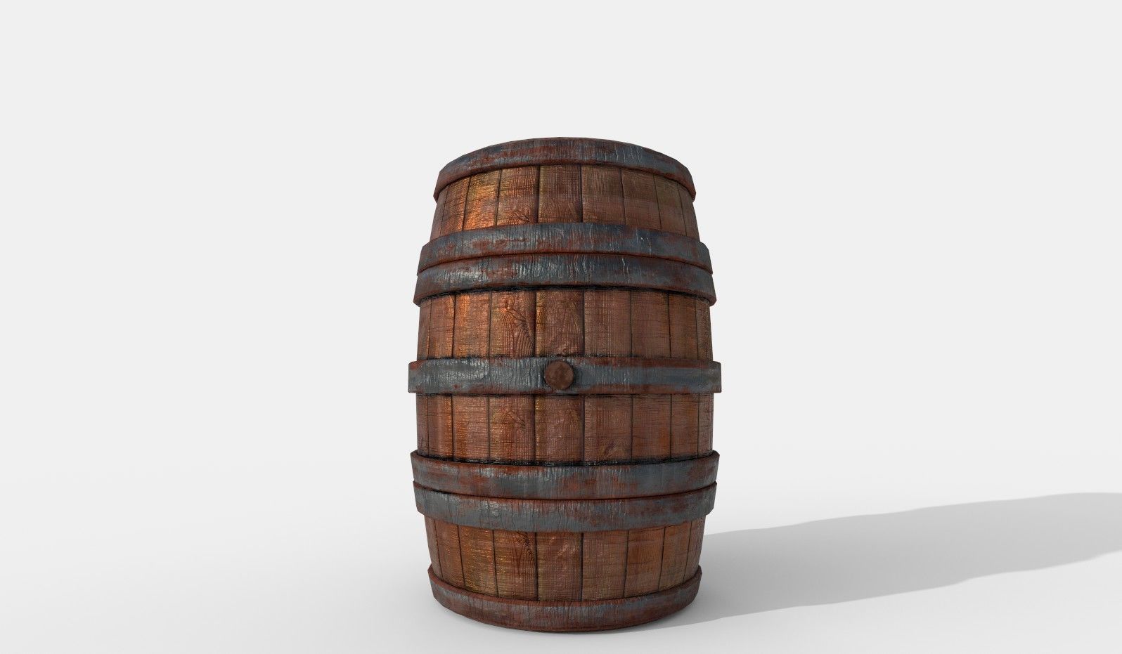 Worn Wooden Barrel 3D model_1