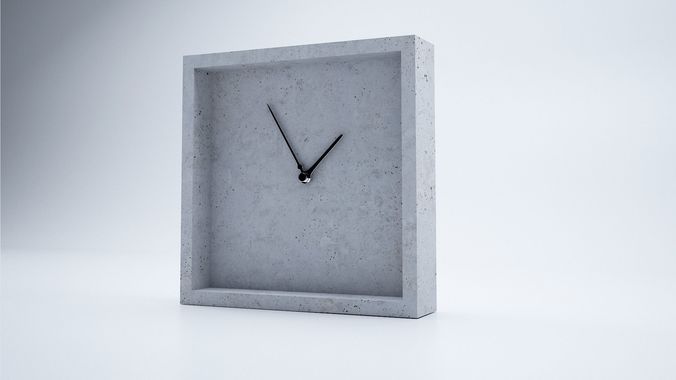 Square Stone Clock 3D model