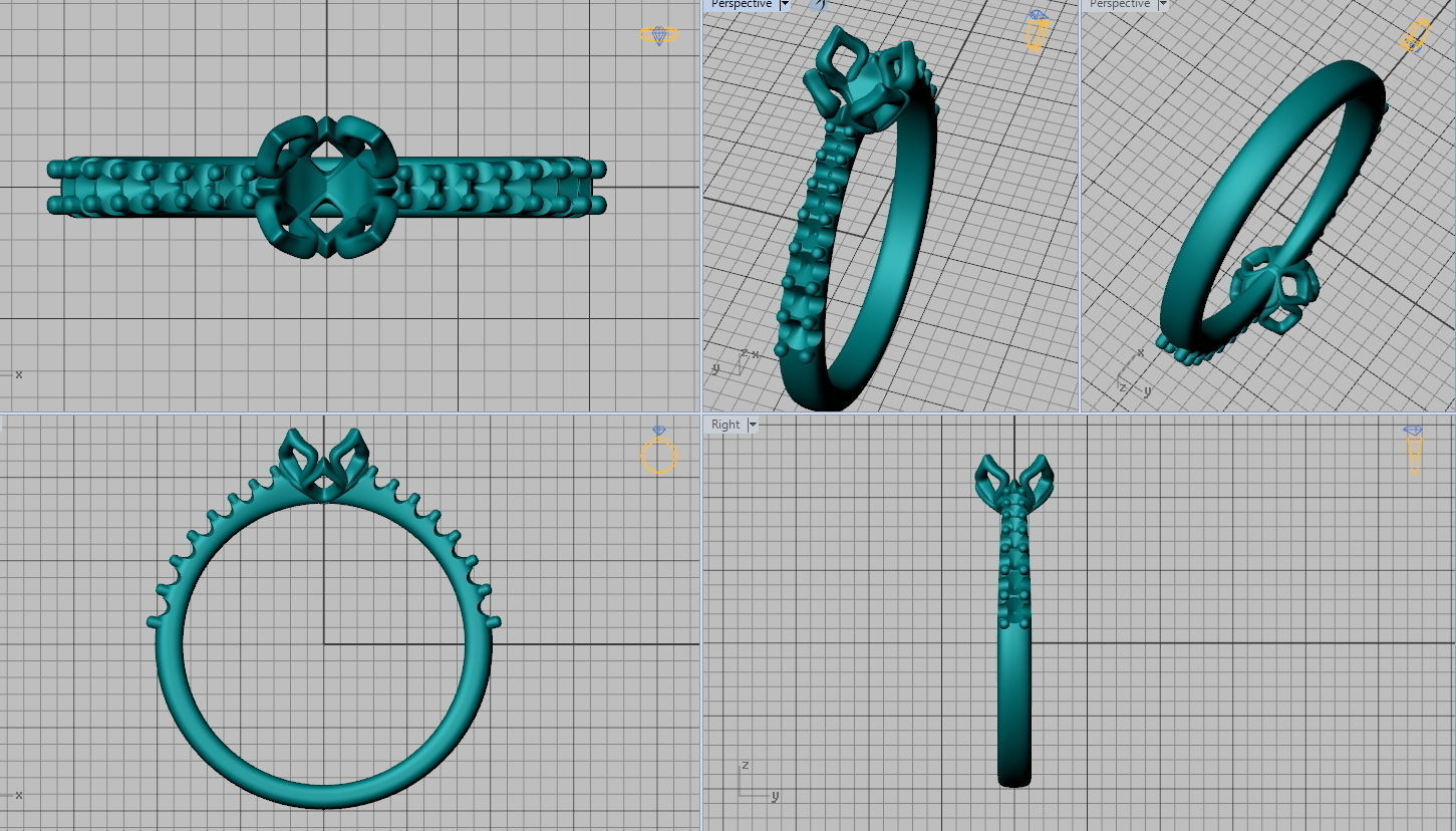 Engagement ring round diamond Flowers Shine collection 230 3D print model_6
