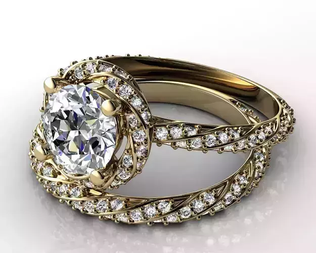 Spiral Halo Engagement Ring and Sideband