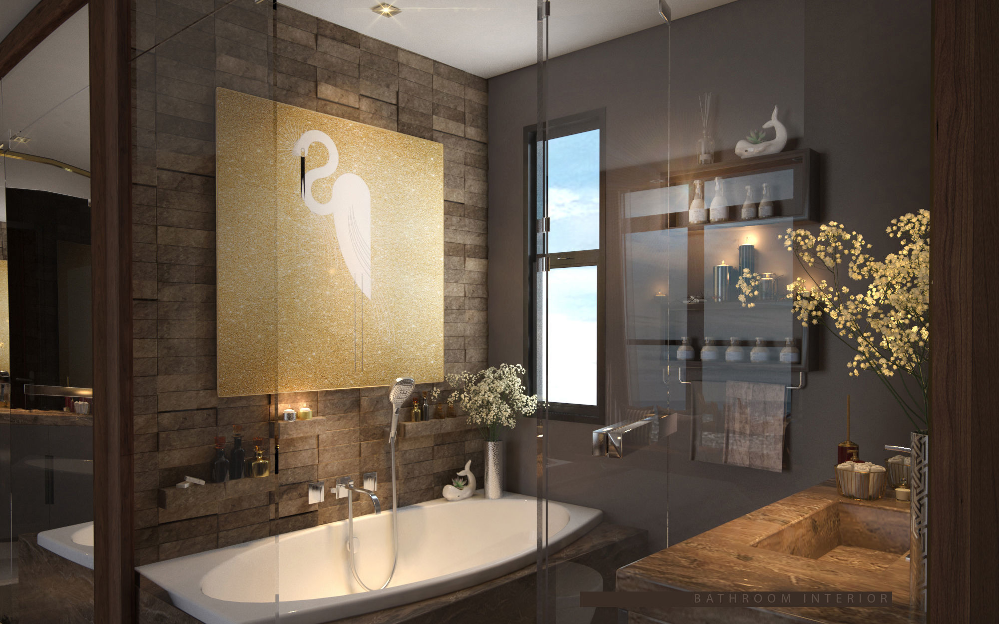 Bathroom Wc Modern Luxurious elegant cozy Granite Interior scene 3D model_5