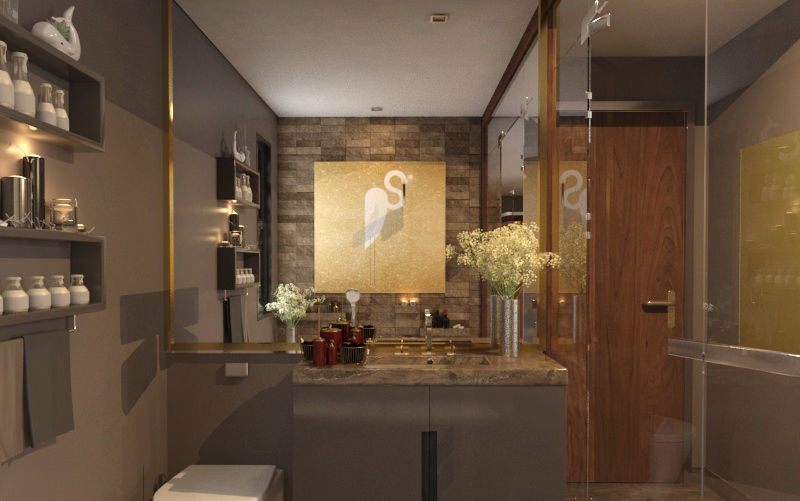 Bathroom Wc Modern Luxurious elegant cozy Granite Interior scene 3D model_1