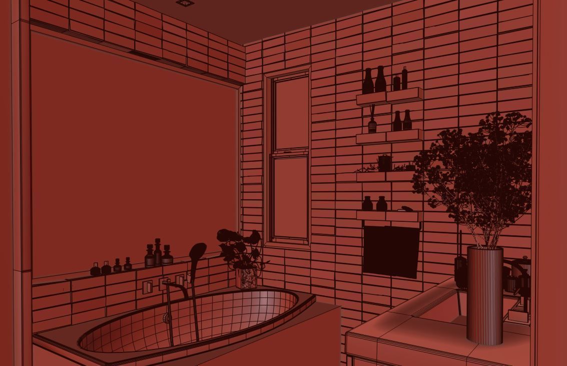 Bathroom Wc Modern Luxurious elegant cozy Granite Interior scene 3D model_4