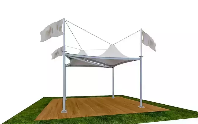 Tensile Membrane  Tent Roof Shade exterior  3D Model