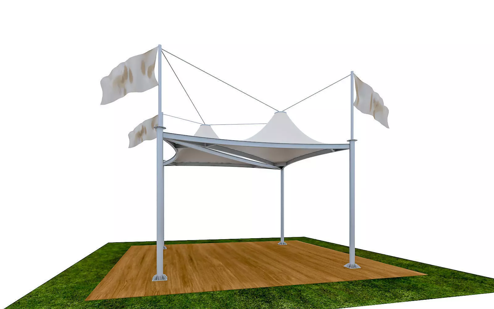 Tensile Membrane Tent Roof Shade exterior 3D Model Low-poly 3D model