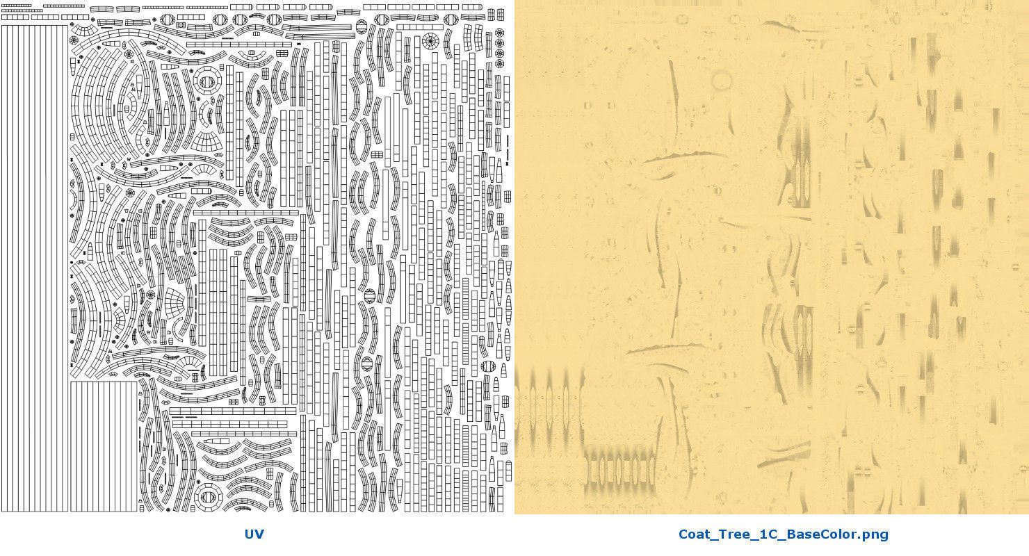 Coat Tree 1C Low-poly 3D model_7