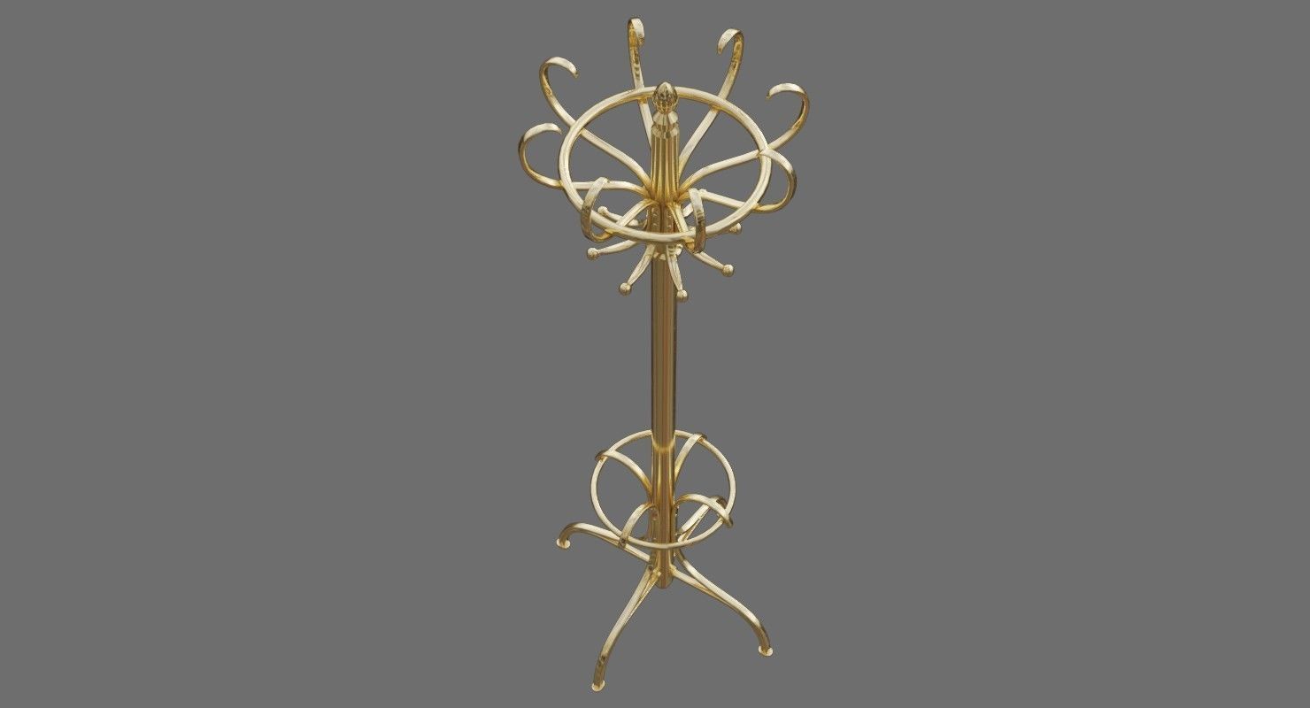 Coat Tree 1C Low-poly 3D model_2