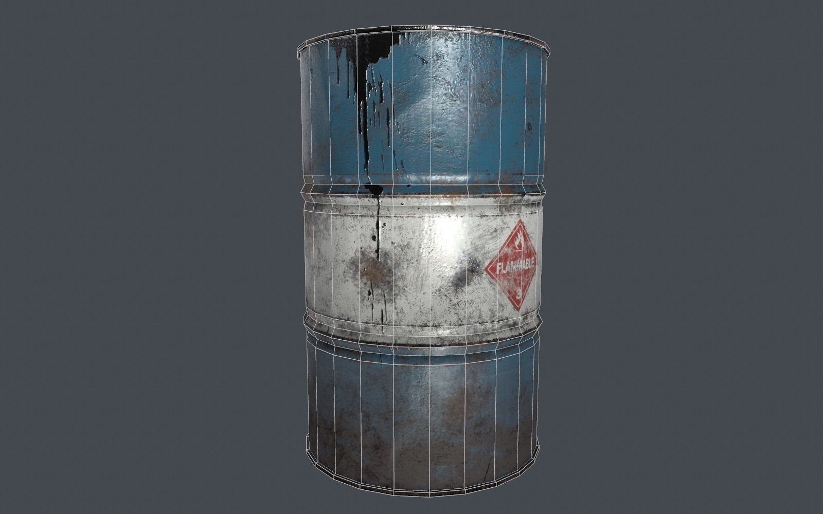 Oil Barrel Low-poly 3D model_8