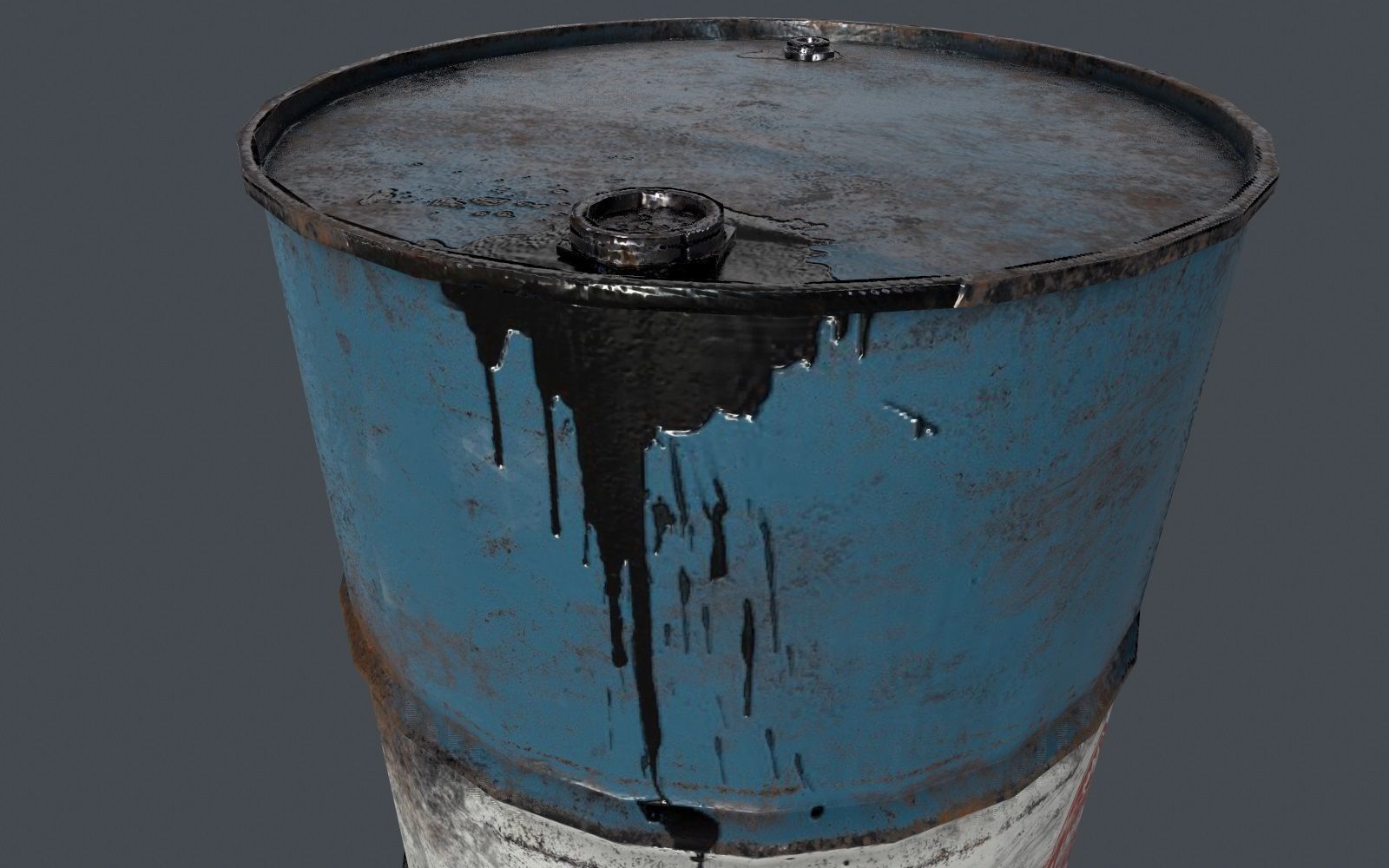 Oil Barrel Low-poly 3D model_7