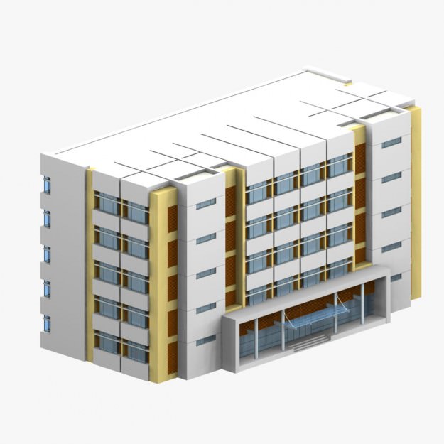 Building with windows 3D model_1