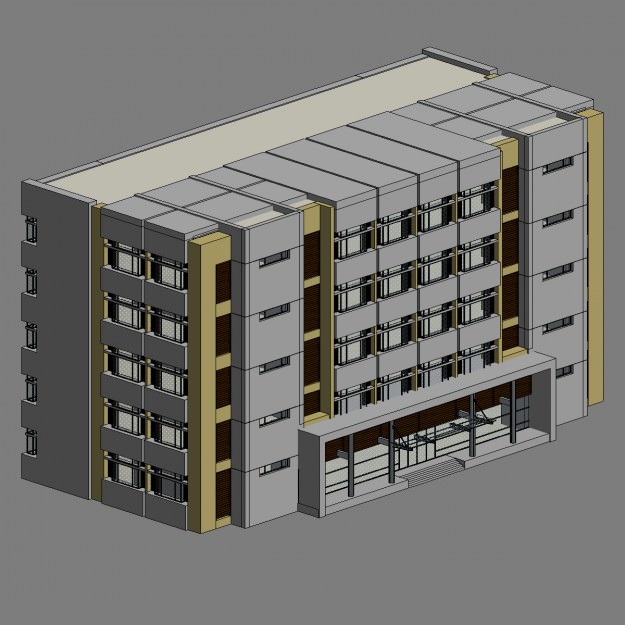 Building with windows 3D model_8