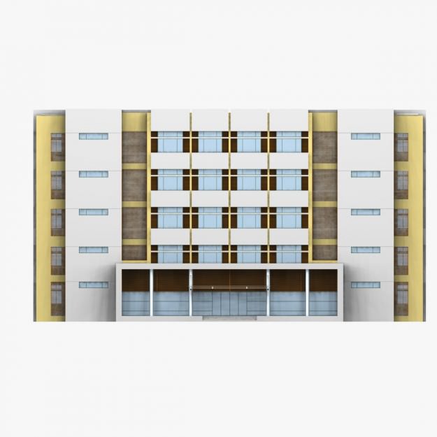 Building with windows 3D model_3