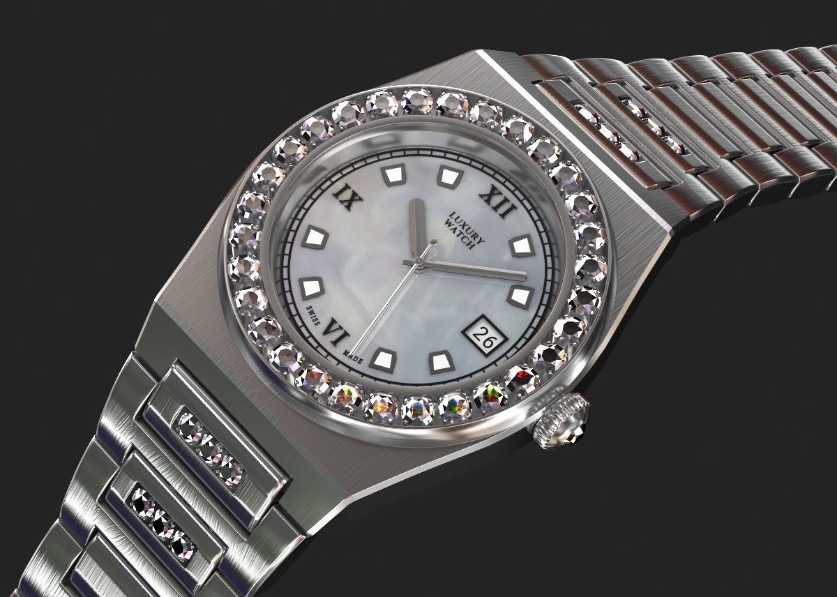 Luxury watch for women my own design 3D model_6