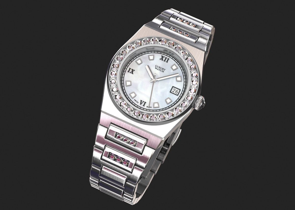 Luxury watch for women my own design 3D model_2