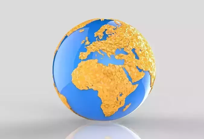 Earth high-poly globe