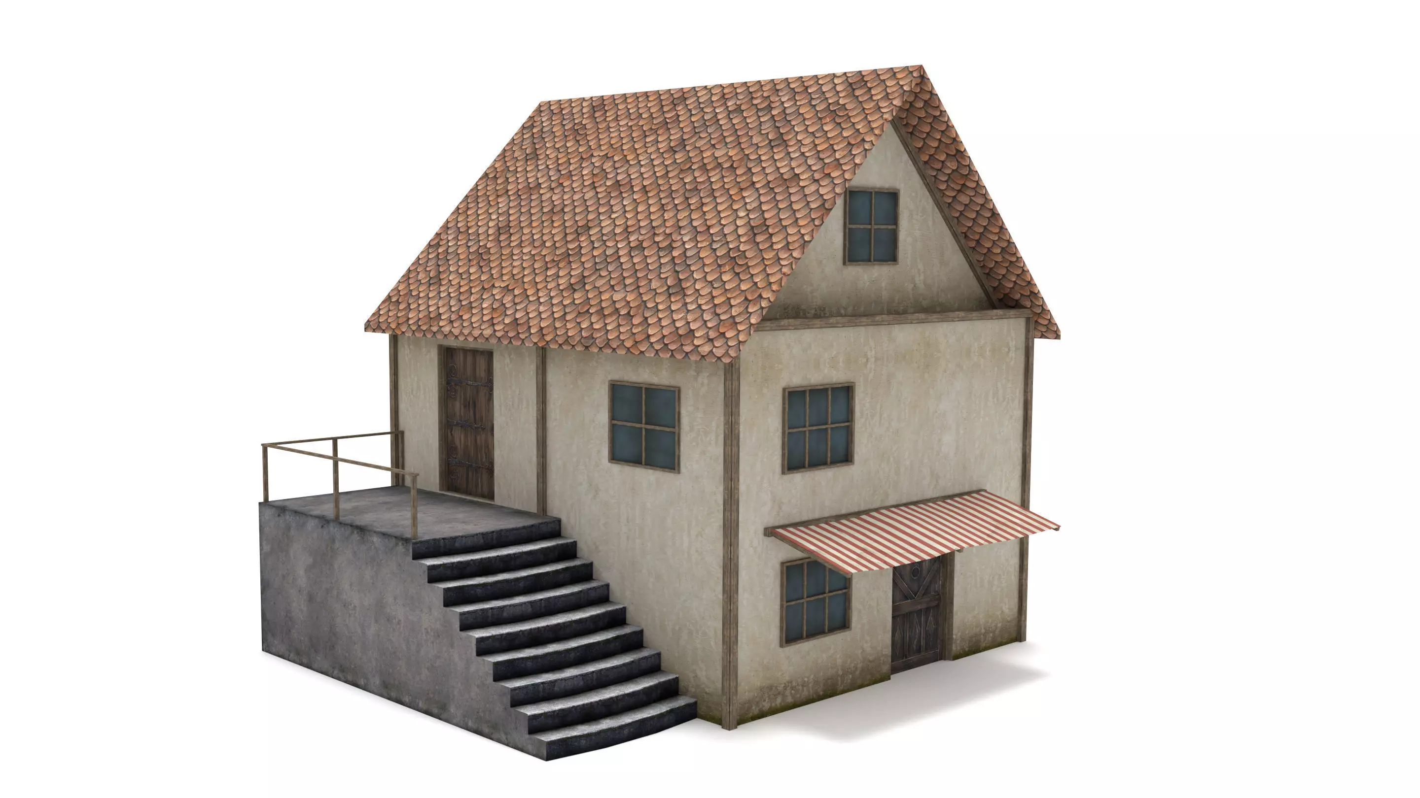 Medieval House Low-poly 3D model_0