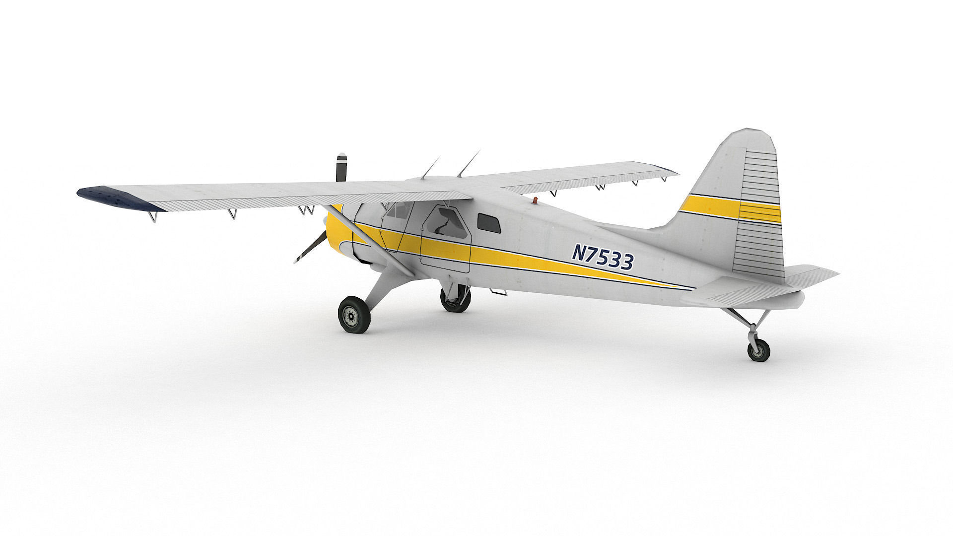 DeHavilland DHC-2 Beaver Low-poly 3D model_3