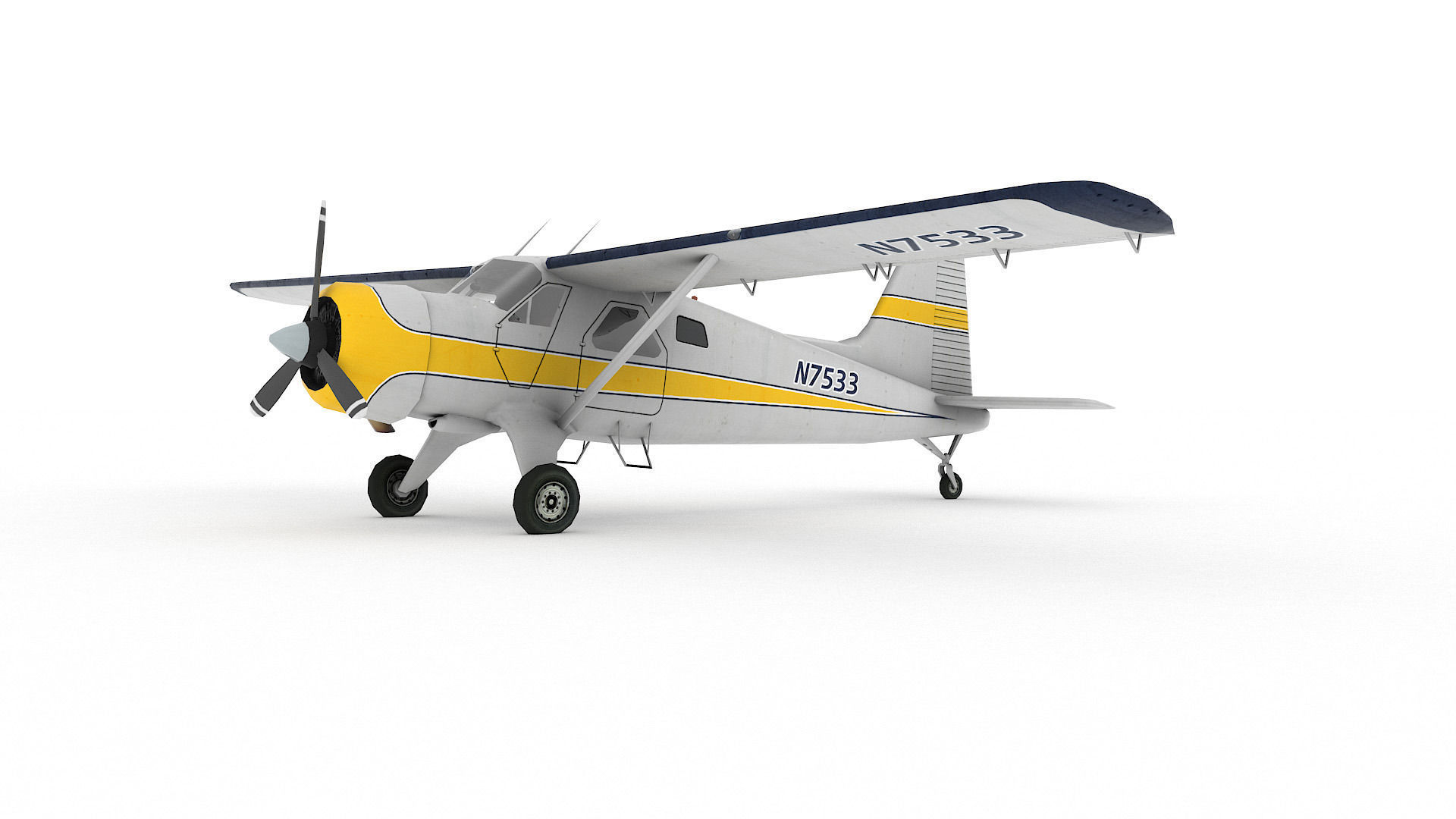 DeHavilland DHC-2 Beaver Low-poly 3D model_2