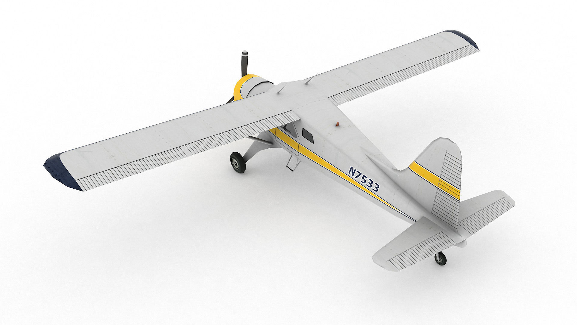 DeHavilland DHC-2 Beaver Low-poly 3D model_4
