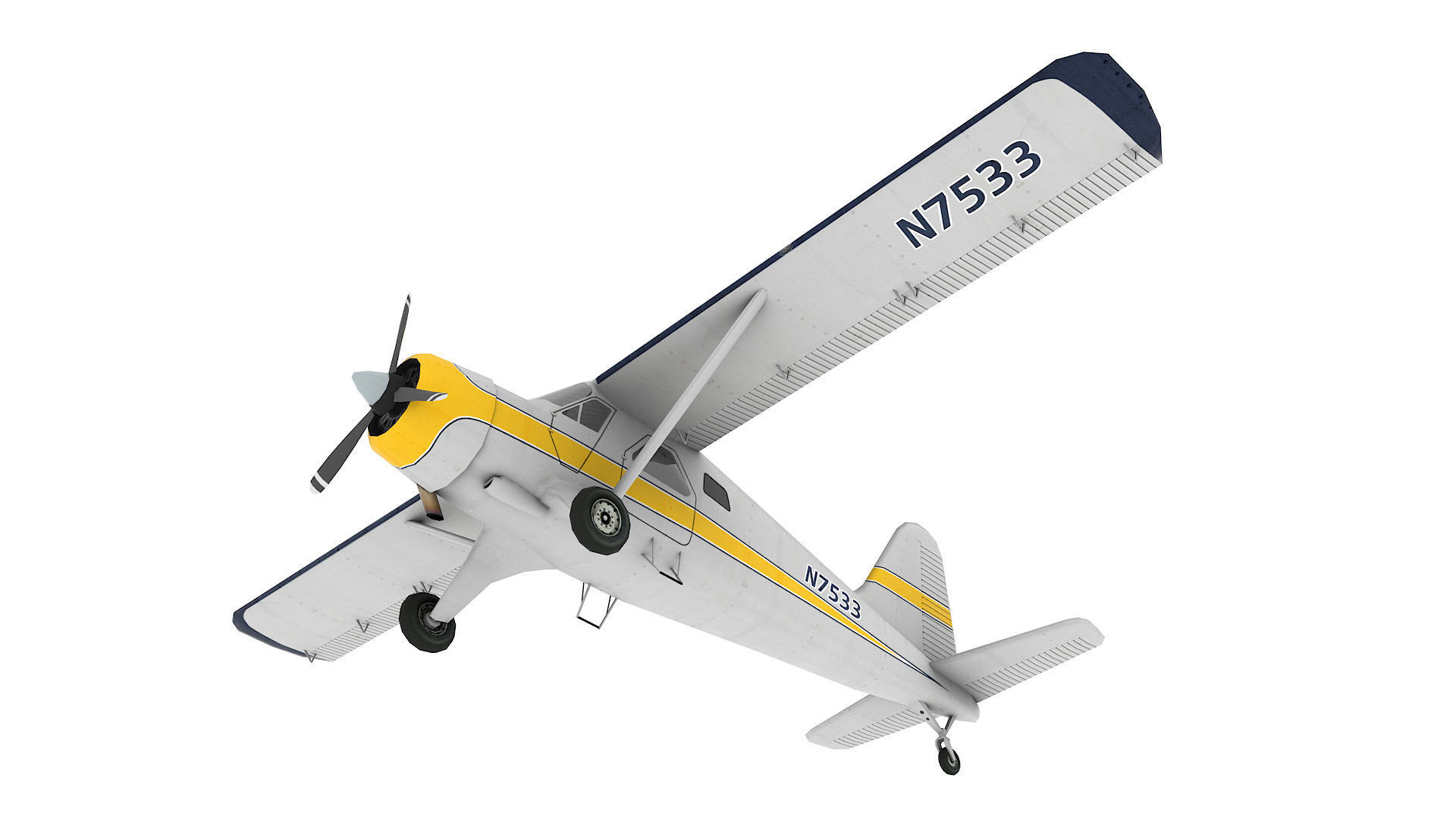 DeHavilland DHC-2 Beaver Low-poly 3D model_7