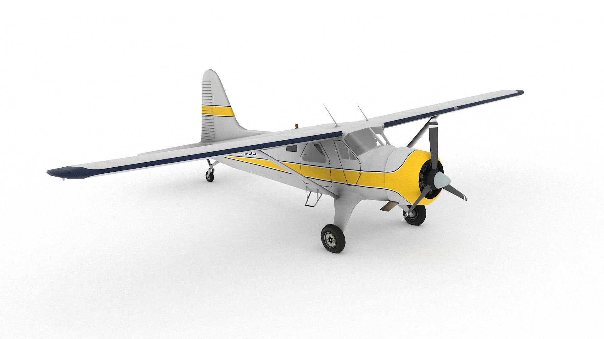 DeHavilland DHC-2 Beaver Low-poly 3D model_1