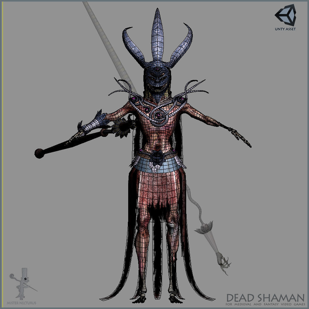 Dead Shaman Light Version Low-poly 3D model_10