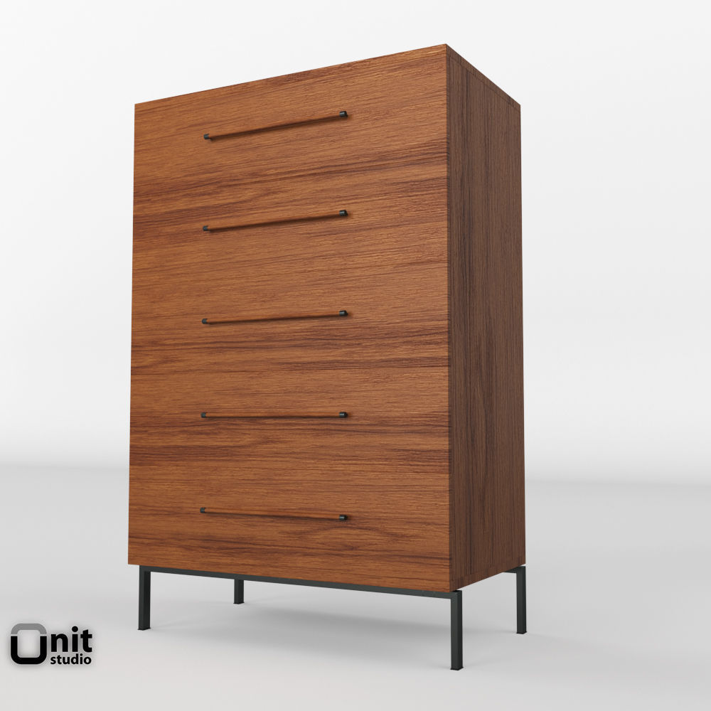Nash 5 Drawer Dresser by West Elm 3D model_2