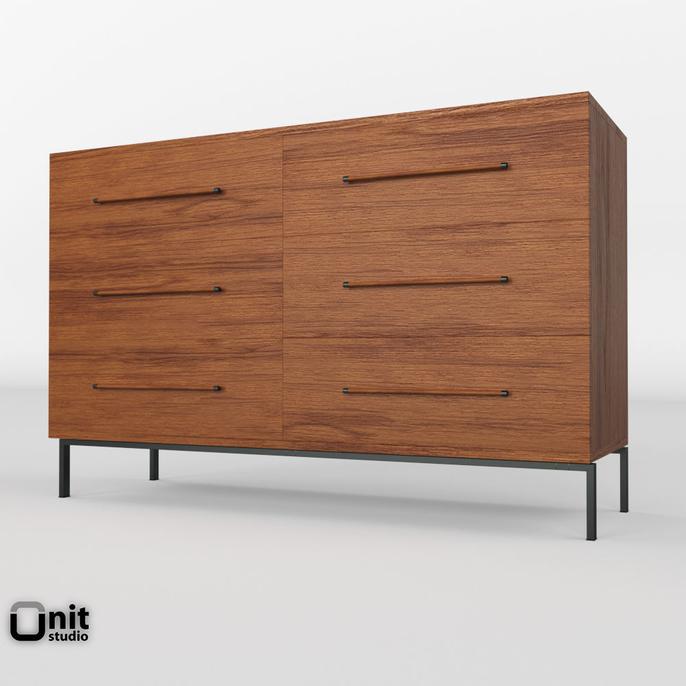 Nash 6 Drawer Dresser by West Elm  3D model_2