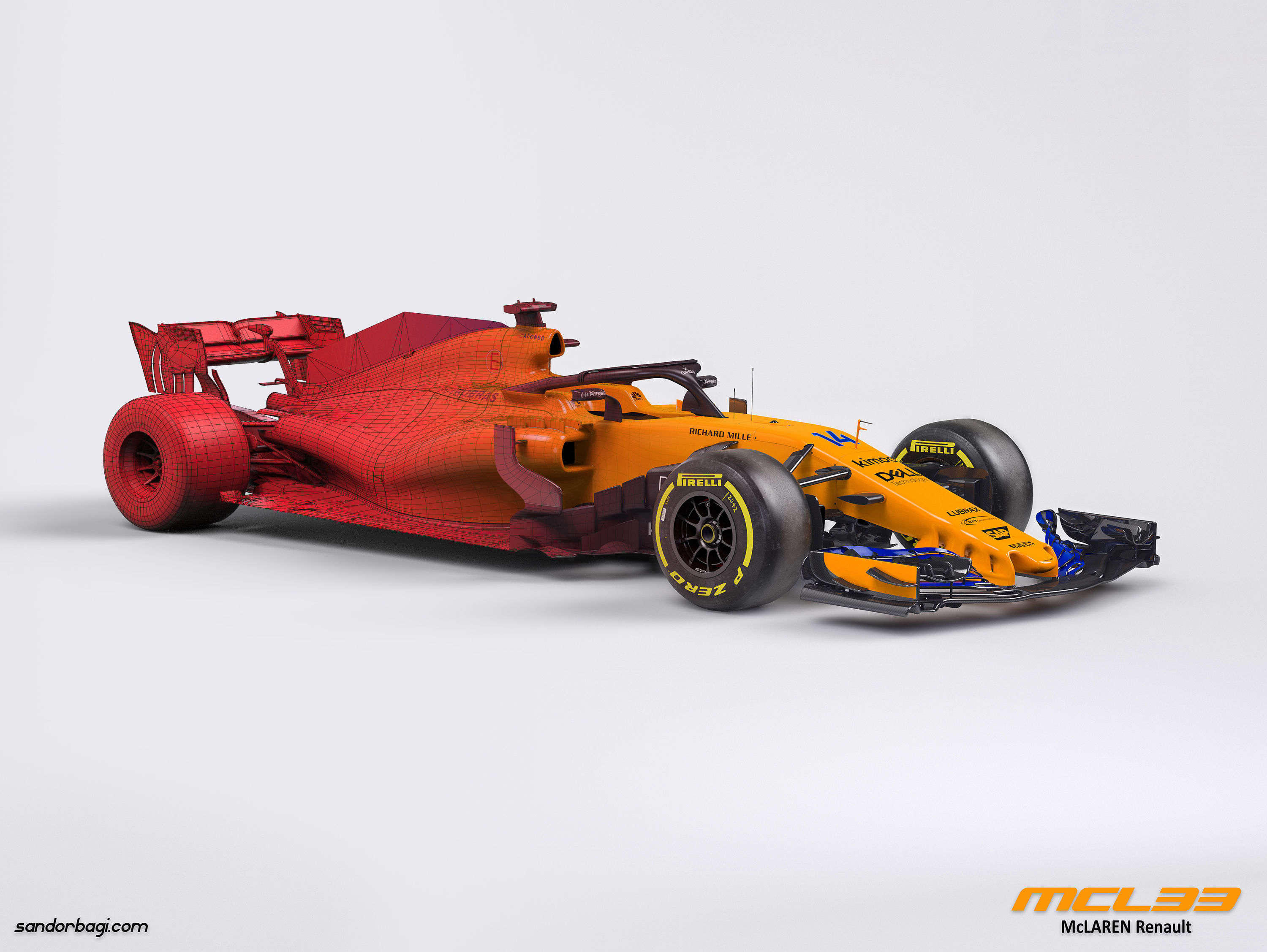F1 McLaren mcl33 2018 3D Low-poly 3D model_3