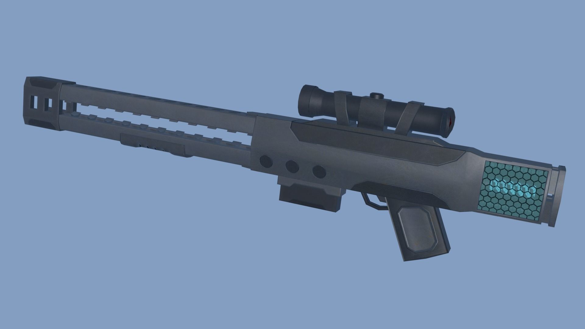 Railgun for games Low-poly 3D model_6