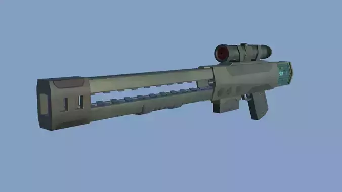 Railgun for games Low-poly 3D model